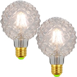 G95 Pineapple Decorative Edison Light Bulbs 4W E26 Warm White 2700K LED Filaments Light Bulbs 40W Equivalent E26 Base Clear Glass, AC110V, G95 Globe Vintage LED Edison Light Bulb (2-Pack)