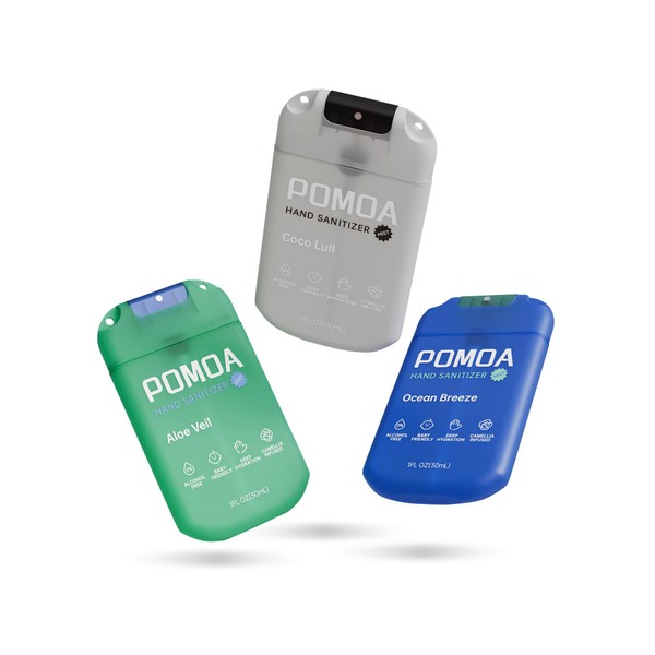 POMOA Alcohol-Free Hydrating Hand Sanitizer Spray, 3-Pack, Gentle and Non-Irritating,