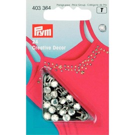 Prym Rivets with Rhinestones, Strass, 5mm, Silver, 24 Piece