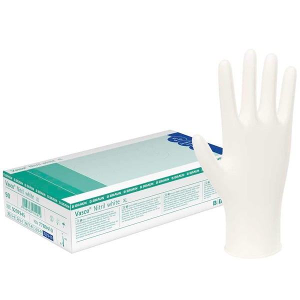 B. Braun Vasco® Nitrile White Nitrile Gloves Extra Small Examination
