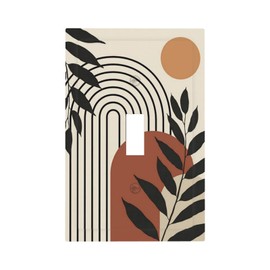 Abstract Boho Mid Century Single Toggle Light Switch Plate Decorative 1 Gang Wall Plate Cover Electrical Switchplate Faceplate for Home Wall Panel Decor