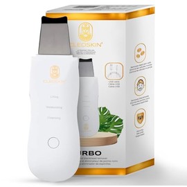 CLEOSKIN. Espátula Peeling Ultrasónico. Exfoliación, depurador facial de poros. Incluye 2 fundas de silicona para limpieza facial. Skin scrubber, elim