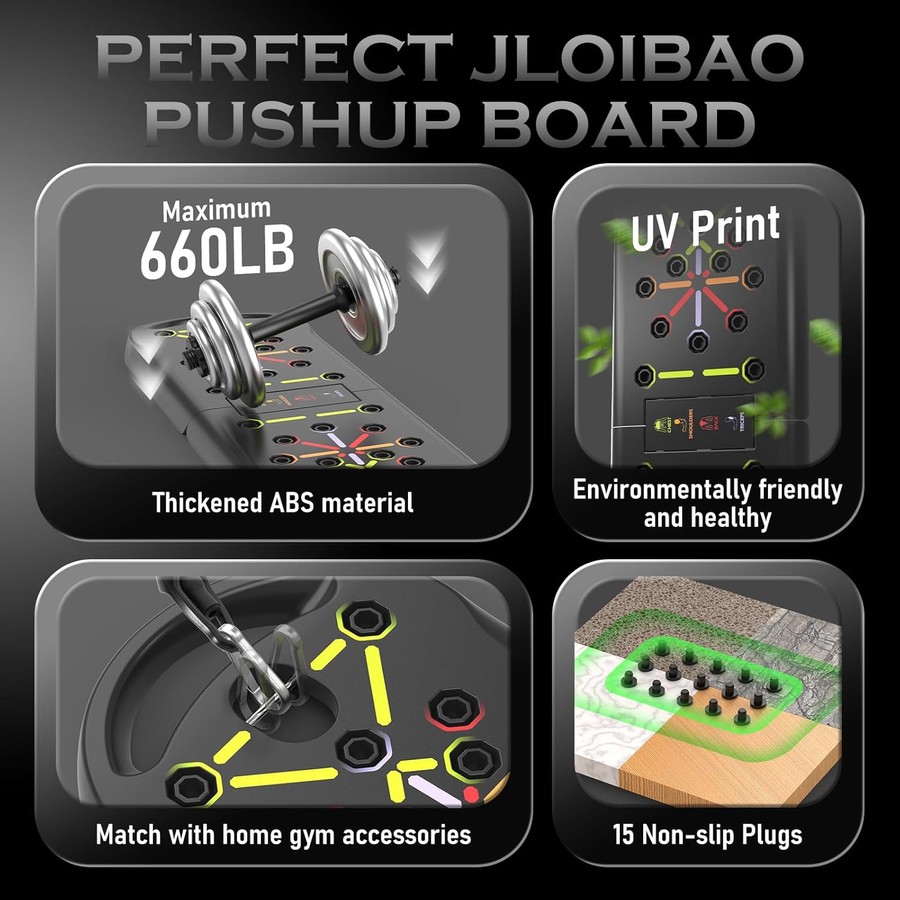 Foldable Push Up Board for Home Workout, Portable Pushup Bar System with Resistance Bands for Chest, Arms, Abs and Core
