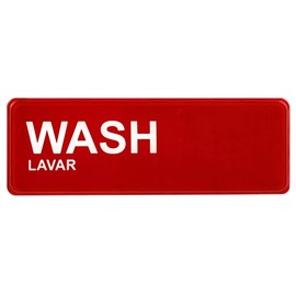 Alpine Industries Wash, Rinse, Sanitize Signage - 3 Compartment Commercial Sink Label - Colorful Highly Visible Bilingual Reminder to Staff Great for Restaurants and Commercial Kitchens