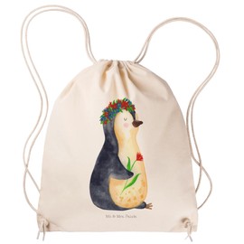 Mr. & Mrs. Panda Sports Bag Penguin Flower Wreath, cream-coloured