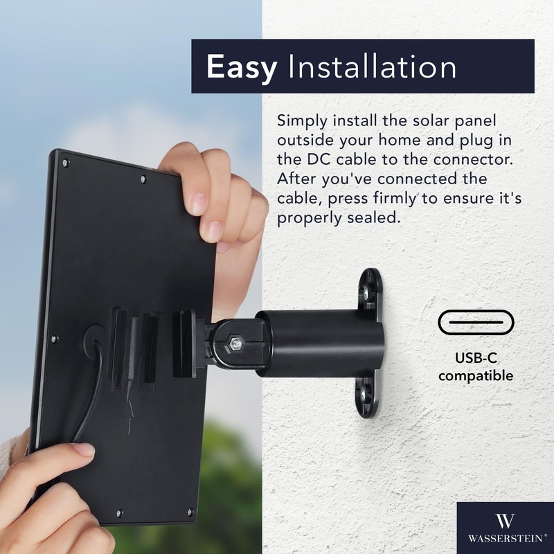 Wasserstein Solar Panel Compatible with Ring Spotlight Cam/Plus/Pro Battery, Stick