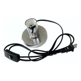 Lampara Bases Extension Socket E27 Switch On/off Portalampara Plateada