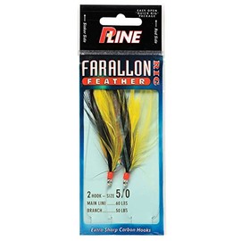 P-Line FF3/0YL/BLK Farallon Feather 2 HK 3/0 Yellow/Black