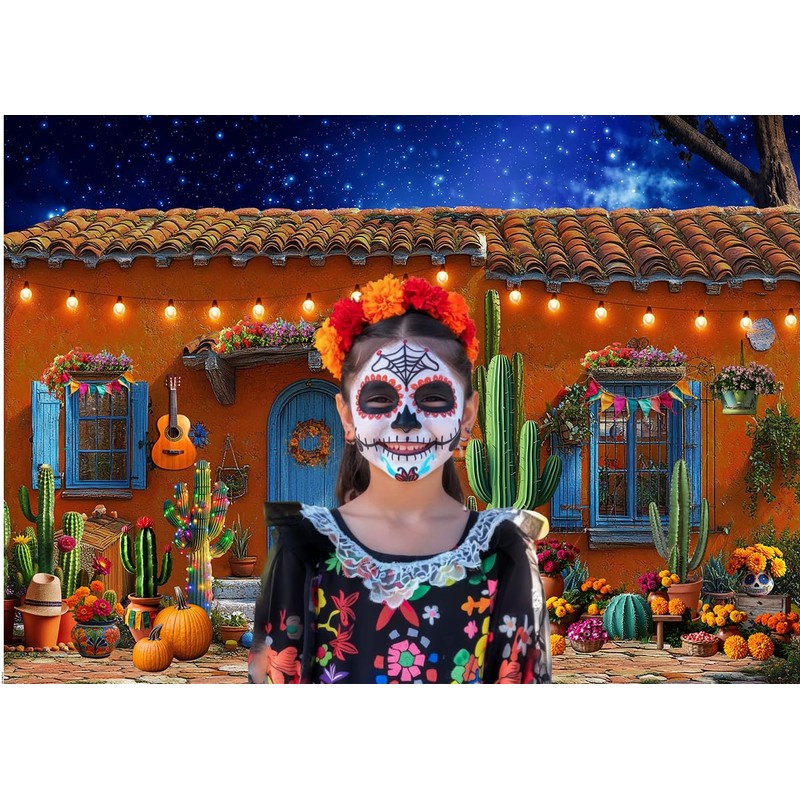LTLYH Mexican Fiesta Backdrop 7x5ft Day of The Dead Photography
