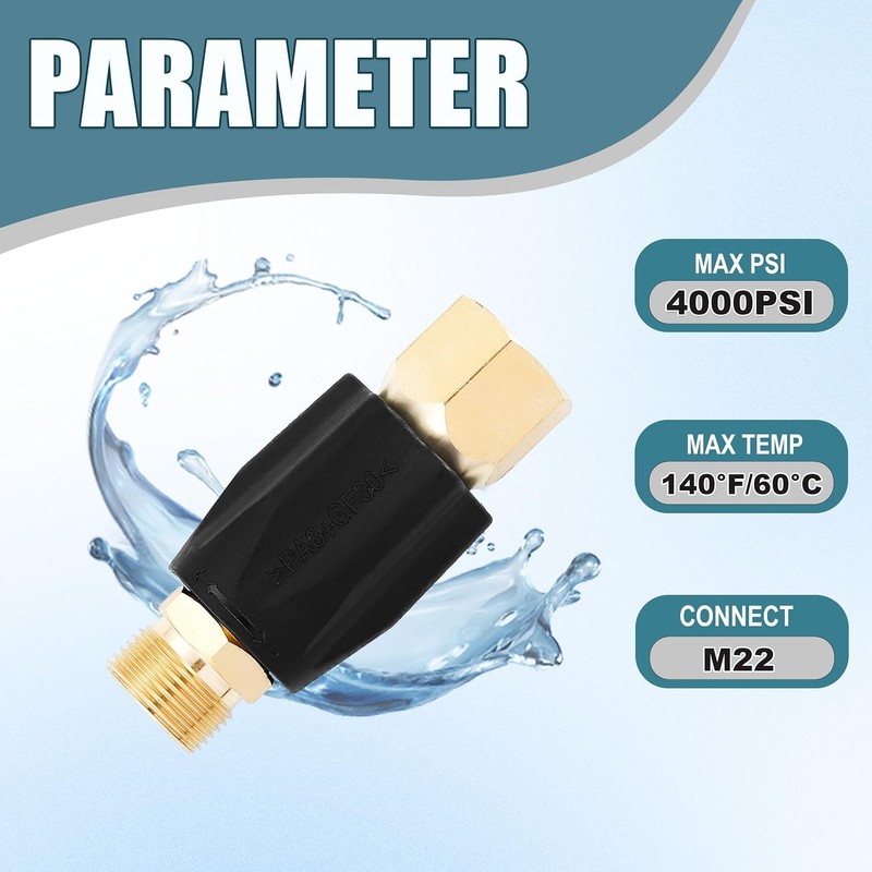 JOEJET Adjustable Pressure Washer Regulator, M22 Connector, 4000 PSI |