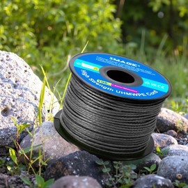 IMAGE High Strength Braided Cord, 100% UHMWPE Cord Throw Line 1.8mm, 660LB, 60m/196fts with Abrasion Flame Resistant, for Tree Climbing Arborist Outdoor Utility Cord Fishing, Camping, Climbing, Black