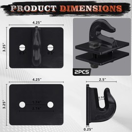 AMBULL Tractor Bucket Grab Hook Grade 70 Forged Steel Bolt On Grab Hook 3/8" Tow Hook Mount with Backer Plate, Work Well for Tractor Bucket, RV, UTV, Truck, Max 15,000 lbs, 2 Pack, Black