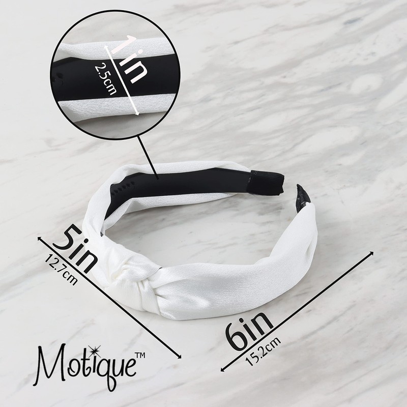 Satin Knot Headband for Women (Shimmer White)