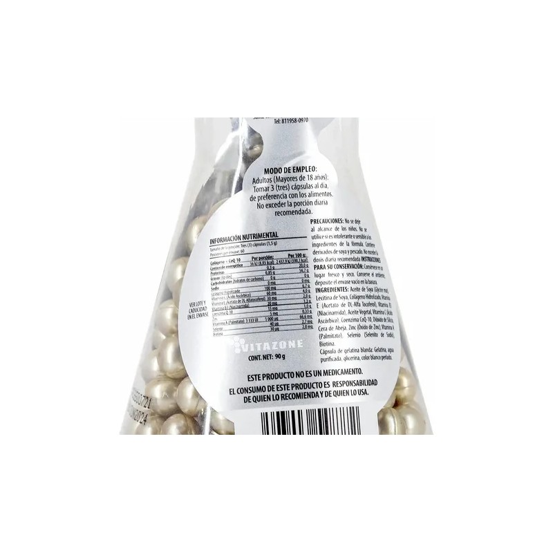 Colágeno CoQ-10 180 Cápsulas Solanum Colágeno Coenzima Q-10 Biotina Vitaminas