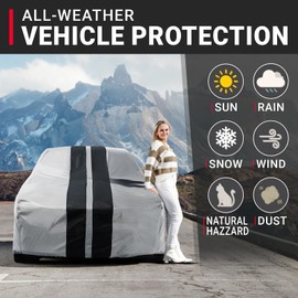 iCarCover Custom Car Cover for Austin-Healey 3000 (1959-1967) Waterproof All Weather Rain Snow UV Sun Protector Full Exterior Indoor Outdoor Car Cover (Stripe - Gray/Black)