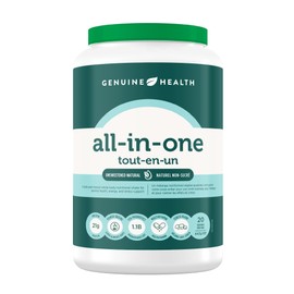 Genuine Health All-in-One Daily Nutritional Shake, Helps Promote Healthy Energy & Stress Levels, Unsweetened Natural Flavour, 20 Servings