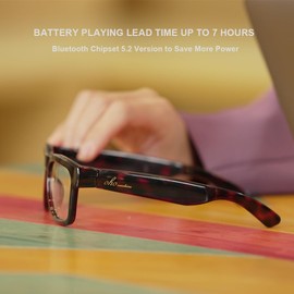 OhO Sunshnen Smart Glasses,128G MP3 Bluetooth Sunglasses with Open Ear Speaker,Indoor &Outdoor Sports,Transitional Bluelight Blocking Lens,Unisex