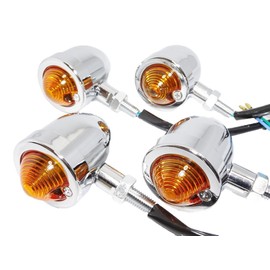 CMY Select Universal Bullet Turn Signal Bike, Chrome Plated, Universal 12V Orange Lens (Set of 4)