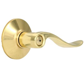 Schlage F40 ACC 605 Accent Door Lever, Bed & Bath Privacy Lock, Bright Brass