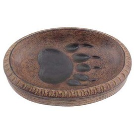 Bear Paw Bar Soap Trinket Holder Dish Plate Tray, 6-inch, Brown Tan, Cabin Bathroom Decor