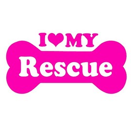 I Love My Rescue Bone V1 Vinyl Decal by stickerdad® - Size: 7.5", Color: HOT Pink - Windows, Walls, Bumpers, Laptop, Lockers, etc.