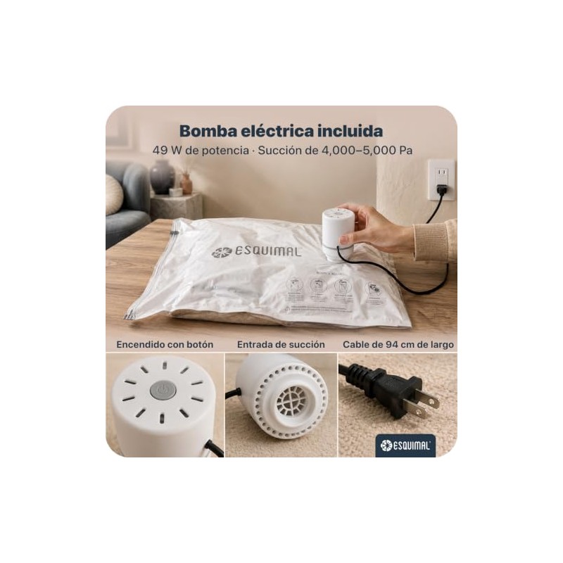 Esquimal Bolsas de Almacenamiento al Vacío + Bomba Eléctrica 15