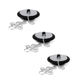 Bath Plug,3 PCS Universal Sink Plug Drain Stopper for Bathroom Kitchen Kitchen Sink Plug with Stainless Steel Chain Bath Plug Replacemen