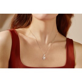 Oroveo Platinum Plated Sterling Silver Teardrop Necklace Gift for Women Birthstone Necklace Gift for Her Birthstone Zirconia Anniversary Present for Wife Birthday (Diamond - April)