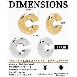 TPZORJX 2 Pairs of Ear Cuff for Women Fake Piercing CZ Fake Helix Cartilage Earrings Fake Piercing Ear Cuff Earrings 14K Gold Clip Ear Cuff Silver Gold Sparkling Round Huggie Earrings Without Ear Hole