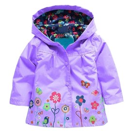 Arshiner - chamarra impermeable con capucha para niñas y niños, Púrpura, 5-6 Años
