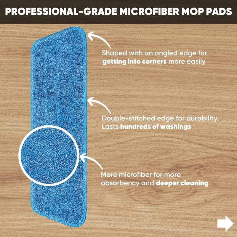 3Pack Cinch Mop Replacement Heads, Microfiber Mops for Floor Cleaning.