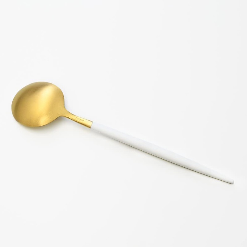 Kuchipol GOA White Matte Gold Dessert Spoon
