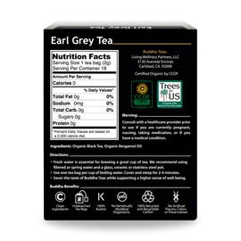 Buddha Teas - Organic Earl Grey Tea - Traditional Black Tea - For Health & Wellbeing - With Antioxidants & Minerals - Clean Ingredients - With Caffeine - OU Kosher & Non-GMO - 18 Tea Bags (Pack of 1)