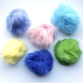 Real Rabbit Fur Pom Pom Ball Cat Toy - Colorful Flying Fuzz Balls 5 Pk