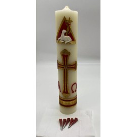 Cirio Paschal Candle Easter Lent Holy Cirio Pascual Cross Alpha Omega 15"x3"