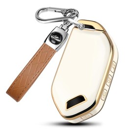 FT FUNTOR para Kia Funda para Llavero, Funda de TPU Blanda con Protección Completa Compatible con Kia Telluride Sorento K4 K5 GT-LINE 2023-2025 (Oro/Blanco)