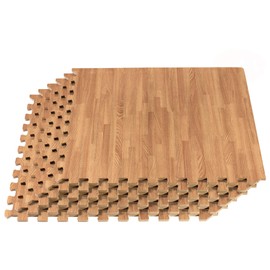 Forest Floor 5/8 Inch Thick Printed Foam Tiles, Premium Wood Grain Interlocking Foam Floor Mats, Anti-Fatigue Flooring, White Oak, 24 Sq Ft