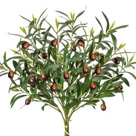 Briful 3 PCS Olive Branches 31.5 Inch Long Stem Faux Stems Artificial Greenery Fake Plants for Vases Floral Arrangements Home Wedding Bouquet Farmhouse Decor