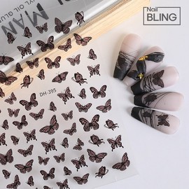 Black and white drawing butterfly nail stickers / 블랙앤 화이트 드로잉 나비 네일스티커