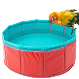 FlidRunest Conure Bathtub for Outdoor, Portable Parrot Bath Tub for Traver, Easy to Store and Carrier, Bird Pool Bathing Tub for Small to Large Birds African Grey Conure Lovebird Parakeet