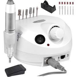 Drill para Uñas Profesional, 35000 RPM Pulidora para Uñas, Herramienta de Manicura Pulidora, Lima de Uñas Velocidad Ajustable, Máquina de Manicura y Pedicura, Mesa para Uñas (Blanco)