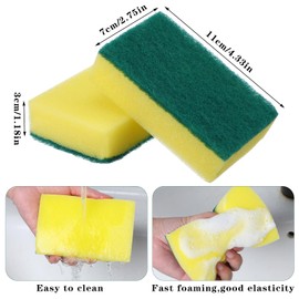 50 Pack Individually Wrapped Sponges, Kitchen Dishwashing Sponge Bulk, Non Scratch Dishes Scouring Pad Dishcloth, Odor-Free Sponge Wipes for Household Cleaning Dishes Travel Apartments