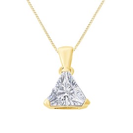 AFFY Trillion Cut Cubic Zirconia Solitaire Pendant in 14K Yellow Gold Over Sterling Silver