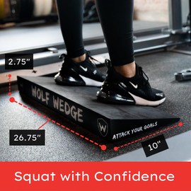 Wolf Strength Squat Wedge Block – Heel Elevated Slant Board for Squats, One-Piece Durable Workout Wedge and Weight Lifting Ramp for Improved Strength, Non-Slip Angled Incline Platform for Mobility
