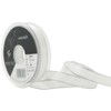 Berisfords 15 mm Silver Edge Satin Ribbon, White