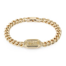 HZMAN Saint Jude Bracelet for Women Dainty 14K Gold Plated St Jude Thaddaeus Cuban Chain Link Bracelet Jewelry Gift