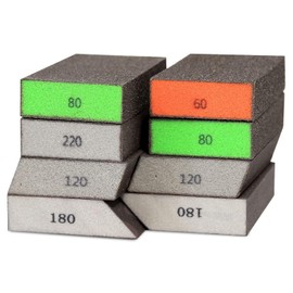 8 Pack Sanding Block, Single & Dual Angle Sanding Sponge Washable and Reusable Sanding Block for Wood Drywall Metal Glasses 60/80/120/180/220 Grit Sandpaper Block 2-3/4" × 5"