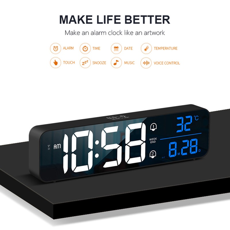 LED Digital Alarm Clock for Bedroom Electronic Clock with Thermometer