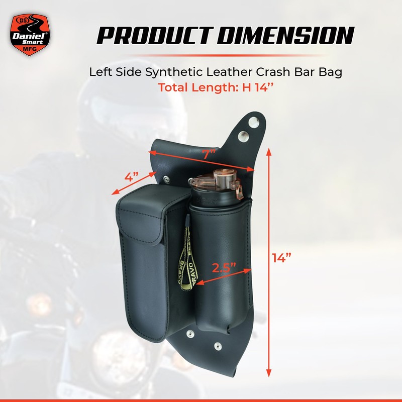 Daniel Smart Motorcycle Leather Crash Bar Bag Left Saddlebag Guard