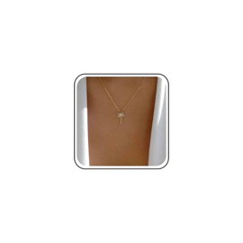 Cybche Vintage Crystal Palm Tree Pendant Necklace Rhinestone Palm Tree Choker Necklace Palm Tree Pendant Coconut Tree Necklace Gold Tropical Tree Necklace Jewellery for Women, Zinc, No Gemstone
